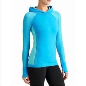 Athleta Neothermal Hoodie Womens Size XS Athletic Seamless Stretch Blue